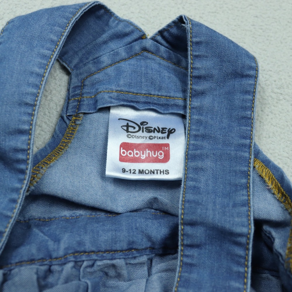 Babyhug Blue Disney Winnie the Pooh Pinafore Dress Baby Denim Ruffle 9-12M - Picture 4 of 8